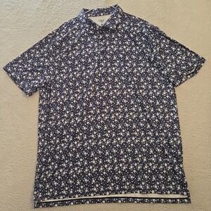 1764 Golf Polo‎ Shirt Mens Size 2XL Floral Performance Stretch Athletic AOP Blue